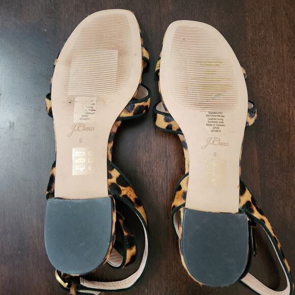 J. Crew Abbie Cross-strap Leopard Calf Hair sandals Size 8 - Picture 5 of 6